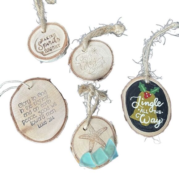 Handmade Wooden Ornaments Made of Small Circular Birch Wood - Picture 3 of 15